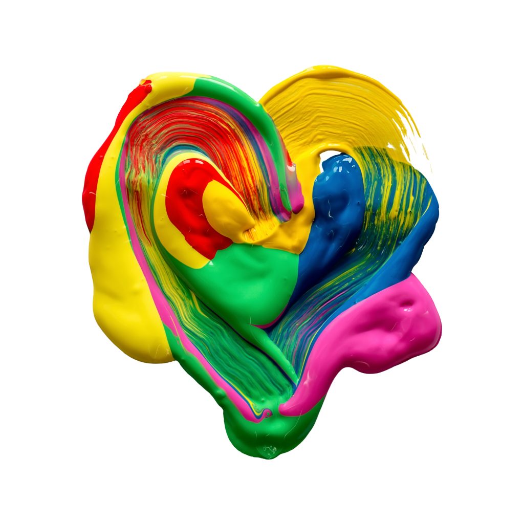 Colorful heart drawn with a brush